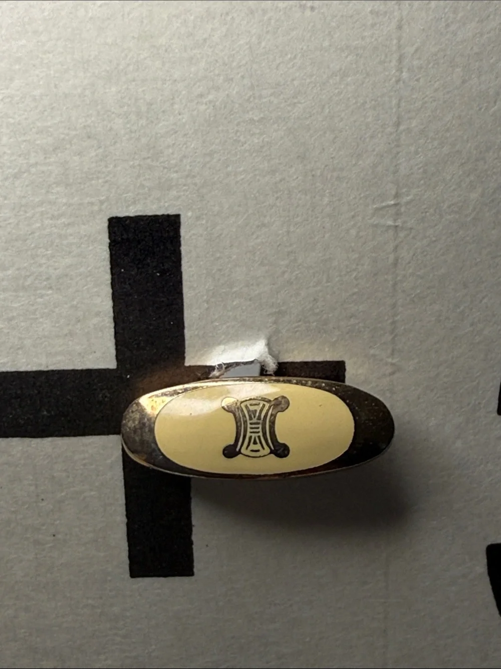 Vintage Celine Triomphe Logo Two-Tone Gold Silver Oval Cufflinks